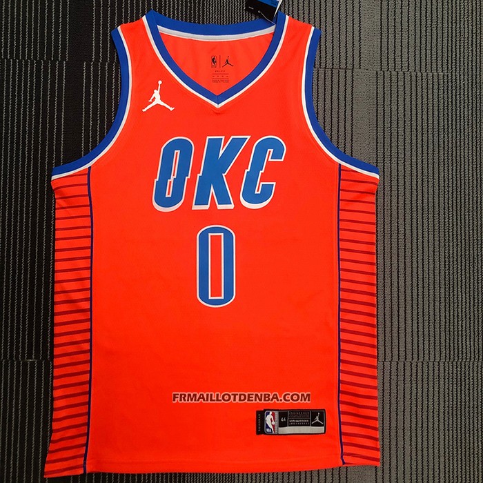 Maillot Oklahoma City Thunder Russell Westbrook NO 0 Statement 2021 Orange